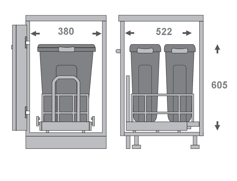 Thùng rác đôi thông minh âm tủ Taura WRB450 7